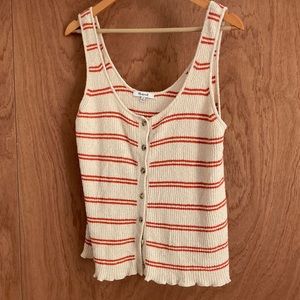Summer tank to dress up or down! Terrycloth button down with frilled hem